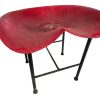 Vintage French Tractor Machinery Red Seat Metal Stool Industrial Agricultural Salvage Refurbish Rusty Old Tabouret c1970-80's