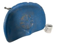 Alternative view of Vintage French Tractor Machinery Blue Seat Metal Stool Industrial Agricultural Salvage Refurbish Rusty Old Tabouret c1970-80's