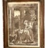 Antique French Print Sepia Courting Lovers Framed Glass Fronted FRAGILE DAMAGE circa 1850's