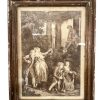 Antique French Print Sepia Courting Lovers Framed Glass Fronted FRAGILE DAMAGE circa 1850's