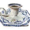 Antique French Ceramic Handled Portable Chamber Candle Candlestick Lighting Decor Carrying Carry Display c1880's