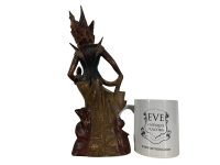 Alternative view of Vintage Thai Dancer Carved Wood Lady Girl Female Figurine Oriental Statue Ornament c1970-80's