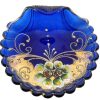 Antique French Blue Gold Glass Soap Dish Catch All Cosmetic Bathroom Holder Display Feature Design Decor c1920's