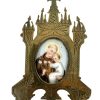 Antique French Small Porcelain Miniature Religious Catholic Edefice Alter Saint With Child Church Chapel Cross Gift c1910's