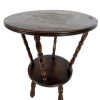 Vintage French Circular Two Tier Table Wooden Brown Display Rest Plinth Plant Pot Side Small Tabouret c1960-70's