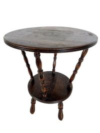 Vintage French Circular Two Tier Table Wooden Brown Display Rest Plinth Plant Pot Side Small Tabouret c1960-70’s 3