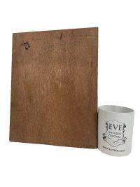 Alternative view of Vintage French Ruined Bombed Church Cathedral Painting Acrylic Trees Countryside On Wood Board Poulain c1962