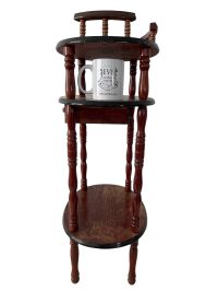 Alternative view of Vintage French Small Stand Table Wood Brown Telephone Side Flower Pot Ornament Display Shelf Prop circa 1970-80's