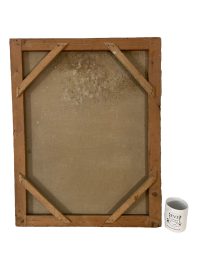 Alternative view of Vintage French Pastel Painting On Canvas With Passe Partout Child With Dog c1930-40's