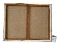 Alternative view of Vintage French Abstract Brutalist Blue Red Green Landscape Buildings Oil Painting On Canvas Signed circa 1960-70's