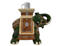 Alternative view of Vintage French Ceramic Pot Stand Plinth Rest Brown Jade Green Large Vase Pot Heavy c1960-70's