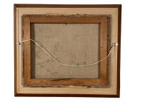 Alternative view of Vintage French Still Life Apples Bananas Apron Stoneware Pot Oil Painting On Canvas Blue Green Red circa 1928