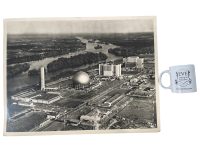 Alternative view of Vintage French Aerial Photo Print Chinon Nuclear Power Plant Architecture Scolatheque Collection 50 Framing Display Photo c1950's