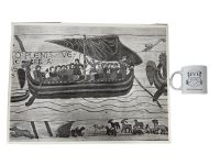 Alternative view of Vintage French Photo Print Bayeux Tapestry Boat Lapie Collection 13 Framing Display Photo c1950's