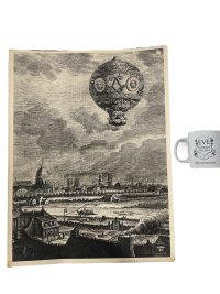 Alternative view of Vintage French Print Hot Air Balloon Scolatheque Collection 33 Cliche Giraudon Prints c1950's