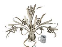 Alternative view of Vintage French Large Toleware Tole Style Metal Flower Petal Bloom Shaped Wall Electric Lamp Light Lighting Shabby Chic Look c1970's