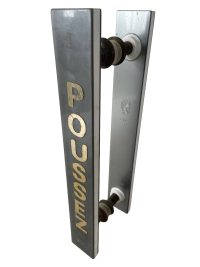 Alternative view of Vintage French Shop Door Push Pull Tirez Poussez Handle Metal Door Handles Plates Handle Plate Exterior Hardware circa 1970-1980's