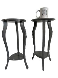 Alternative view of Vintage French Refurbished Grey Double Plant Stand Plinth Table Wooden Side Flower Pot Ornament Display Tabouret Sellette c1960-70's