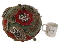 Alternative view of Antique French Small Cushioned Chair Top Wooden Beaded Heavily Worn Damaged Cover Rest Seating c1910-20's