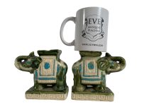 Alternative view of Vintage French Small Ceramic Pot Stand Plinth Rest Green Beige Vase Pot Support Display c1970-80's