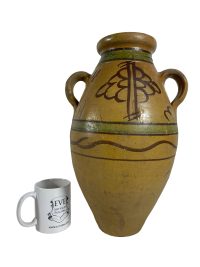 Alternative view of Vintage Moroccan Olive Oil Storage Pot Flask Vase Decanter Pottery Clay Arabian Theme Earthware Earth Tone Tribal Desert c1950-60's