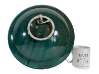 Alternative view of Vintage Moroccan Safi Aqua Blue Black Large Serving Bowl Dish Plate Wall Hanging Ornament Decor Design Terracotta c1980-90's