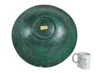 Alternative view of Vintage Thai Large Heavy Pottery Terracotta Earthware Green Gold Extra Large Fish Bowl Dish Fruit Display Decor circa 1990-2000's