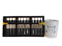 Alternative view of Vintage Chinese Abacus Lotus Flower Black Gold Counting Instrument Calculator Decorative Ornament Display China c1970-80's