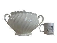 Alternative view of Vintage French Large White Tureen Bowl with Lid Soup Bowl Soupière Lidded Table Serving Bowl circa 1950-60's