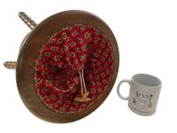 Alternative view of Vintage French Knitting Sewing Craft Needlecraft Craft Crafts Storage Basket Floor Standing Bobbin Shaped Legs c1950-60's