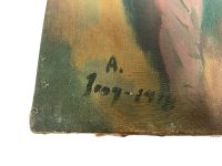 Alternative view of Vintage French Moroccan Arabian Woman With Dish "In Balance" Acrylic Painting On Canvas Wall Decor Decoration c1970's