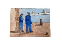 Alternative view of Vintage French Miniature Tiny Paintings "Around Normandy" Acrylic Painting On Board Wall Decor Decoration c1990's