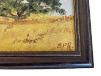 Alternative view of Vintage French Besuce Windmill Mill Normandy Tree Corn Wheat Oil Painting On Canvas Normandy circa 1988