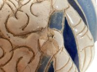 Alternative view of Vintage French Large Ceramic Pot Stand Plinth Rest Blue White Large Vase Pot Support Display Heavy c1970-80's