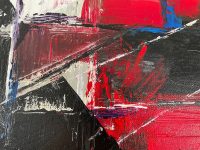 Alternative view of Vintage French Abstract Red Black Grey Oil Painting On Canvas Signed FO circa 1990's