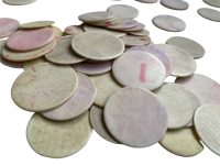 Alternative view of Antique French Carved Bone Mixed Collection x 130 Circular Gaming Chips Counters Tokens Token Games Gambling Chip c1910-20's