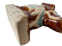 Alternative view of Vintage French Very Small Ceramic Elephant Pot Stand Plinth Rest Beige Blue Brown Vase Pot Dry Flowers Decor c1970-80's