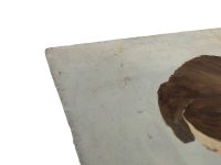 Alternative view of Vintage French "Not A Chance" Acrylic Painting On Hardboard Wall Decor Decoration Portrait Woman Shoulder c1970-80's