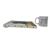 Alternative view of Vintage French 'The Two Trees' Signed Alm Oil Painting On Canvas Blue Green Yellow circa 1980's