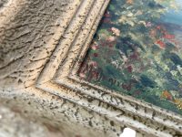 Alternative view of Vintage Italian Lake Como Sailing Boats Trees Tree Church Painting On Canvas circa 1950-60's