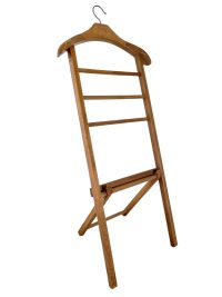 Vintage French Valet Butler Stand Folding Wooden Clothes Hanger Suit Costume Bedroom Hotel Decor Storage Office 1960-70’s