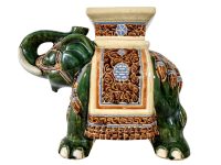 Vintage French Ceramic Pot Stand Plinth Rest Brown Jade Green Large Vase Pot Heavy c1960-70's