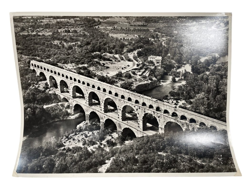 Vintage French Aerial Photo Print Arched Bridge Roman Aquaduct Architecture Lapie Collection 5 Framing Display Photo Prints c1950’s