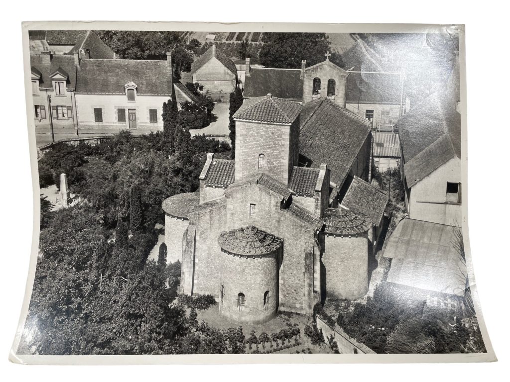 Vintage French Aerial Photo Print Tres-Sainte-Trinite Village Church Architecture Lapie Collection 7 Framing Display Photo c1950’s