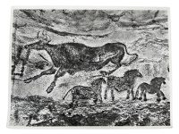 Vintage French Aerial Photo Print Cave Painting Drawing Lascaux Lapie Collection 1 Framing Display Photo c1950's