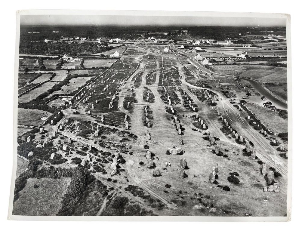 Vintage French Aerial Photo Print Neolithian Stone Site Archaeological Architecture Lapie Collection 2 Framing Display Photo c1950’s