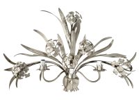 Vintage French Large Toleware Tole Style Metal Flower Petal Bloom Shaped Wall Electric Lamp Light Lighting Shabby Chic Look c1970's