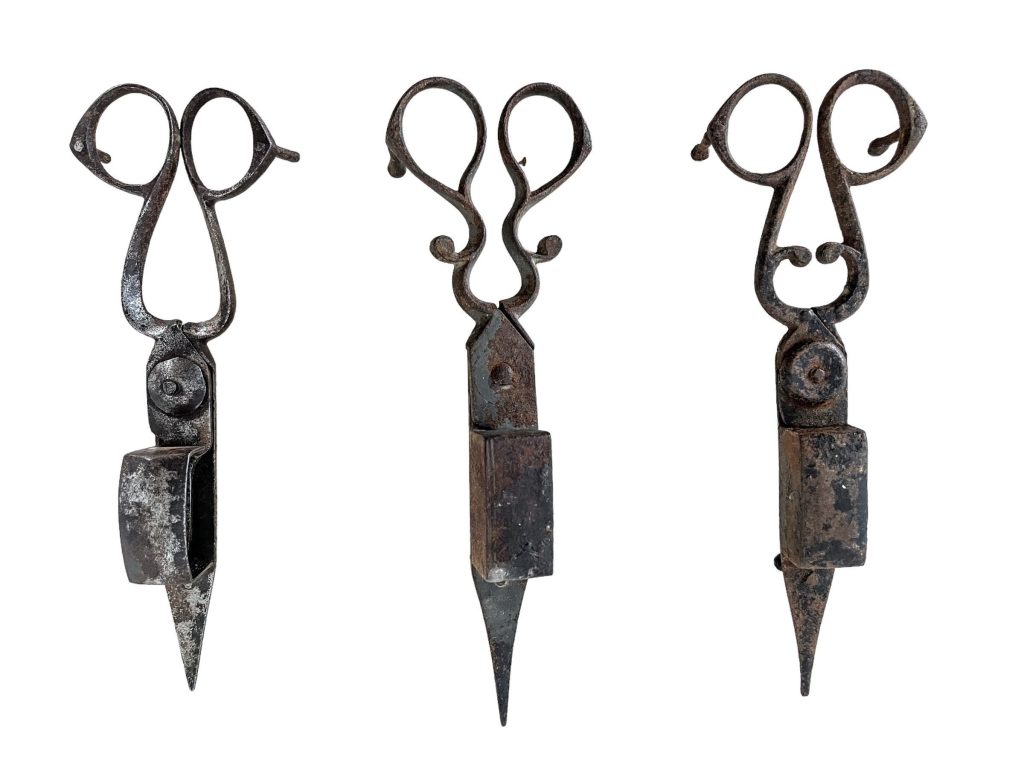 Antique French Candle Wick Scissor Snips Cutters Collection Of Three Present Gift Display circa 1900’s