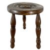 Vintage Stool French Medium Wooden Wood Milking Chair Seat Kitchen Table Round Shaped Seat Plant Rest Stand Turned Tabouret c1960-70's