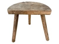 Stool Vintage French Small Milking Stool Wooden Brown Small Chair Stand Display Rest Plinth D Shaped Seat Tabouret c1970-80's